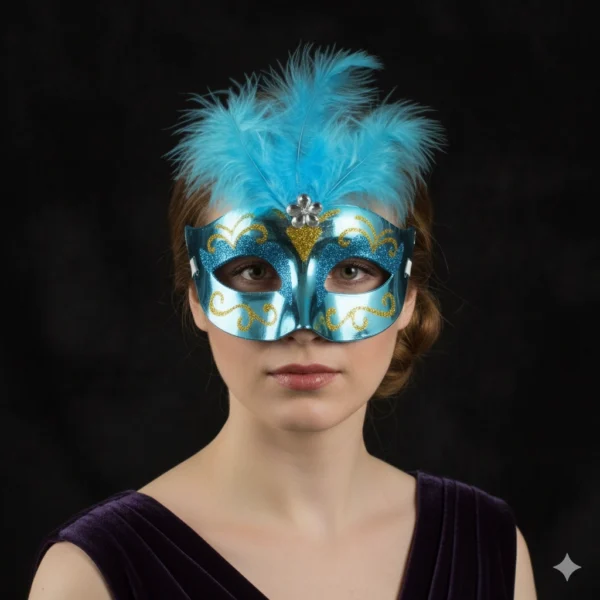 Antifaz azul con plumas - Image 2