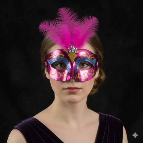 Antifaz morado con plumas - Image 2