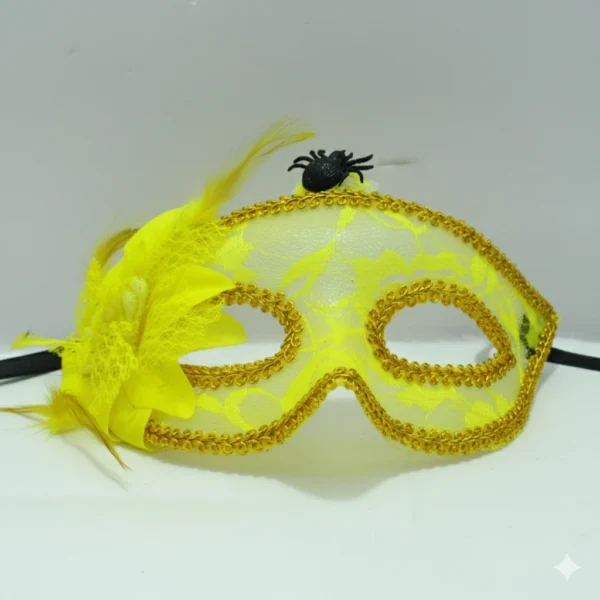 Antifaz de encaje para mujer color amarillo