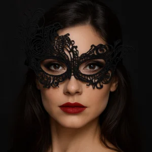 Antifaz sensual mujer negro media ala