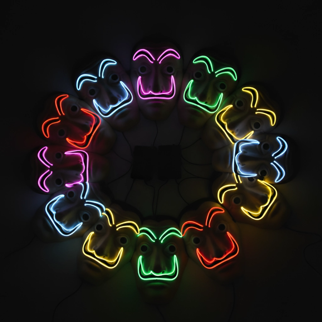 mascara de la casa de papel con luz led