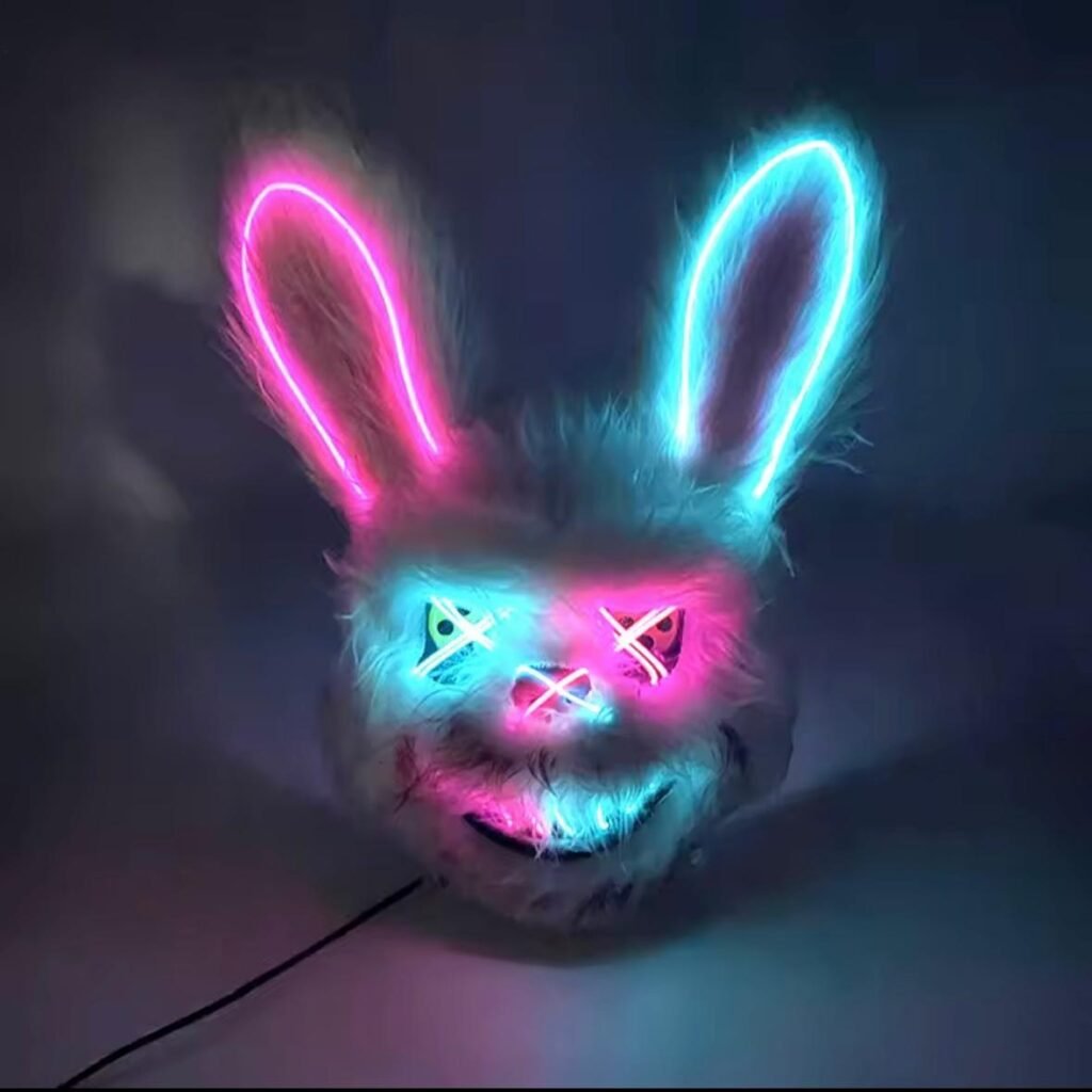 mascara disfraz de conejo de la purga con luces led